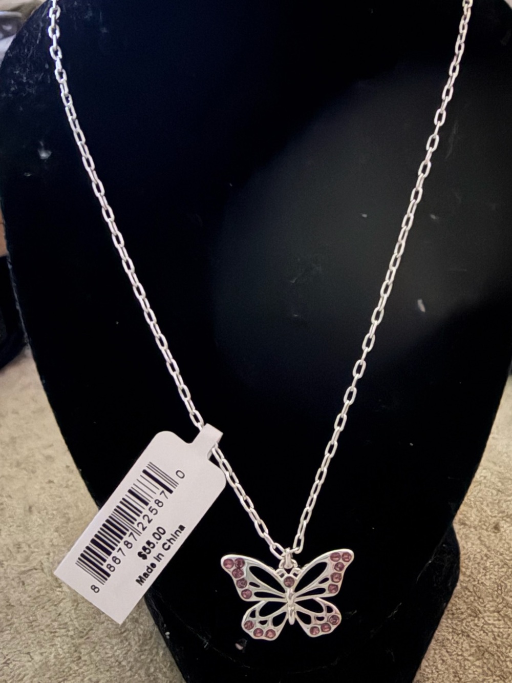 NEW Alex and Ani Silver Butterfly Necklace with Pink Stones ! Prettyyyy!